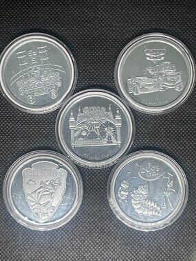 Disney California Adventure 25th Anniversary 5 Coin Medallion Set